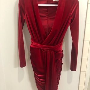 House of CB Farrah Red Velvet Dress
